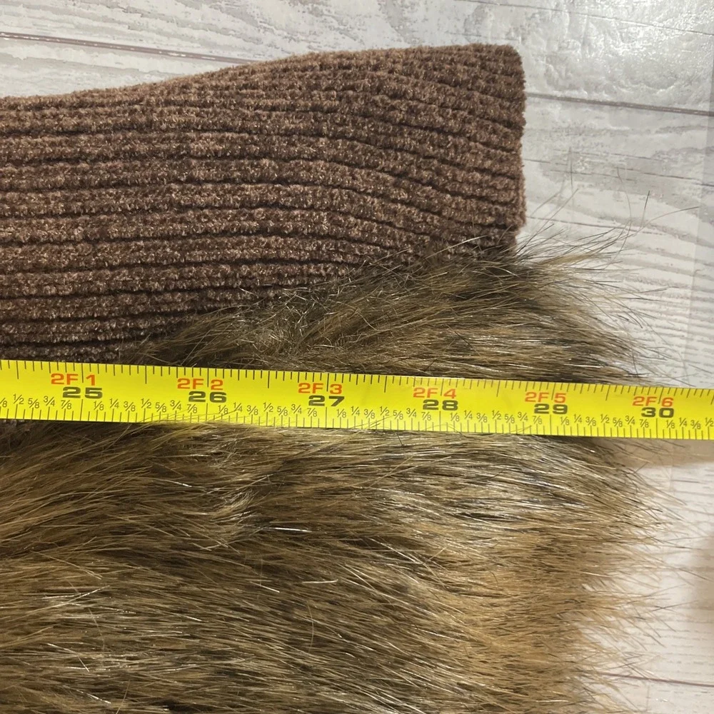 Lisa International Brown Long Sleeve Chenille Faux Fur Sweater‎ Cardigan Women L